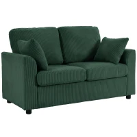 HOMCOM 2 Seater Sofa, Corduroy Small Couch with Spring Cushion, Wide and Deep Seat, Dark Green(m-10)