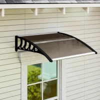 Outsunny Marquise para Portas e Janelas 103x96,5 cm Marquise com Proteção para Sol e Chuva com Painéis de Policarbonato Preto e Marrom(m-10)