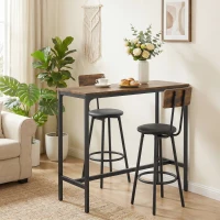 HOMCOM Set de Mesa de Bar 3 Piezas Mesa de Cocina Salvaespacio Marrón Rústico(m-4)