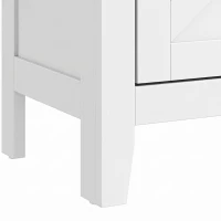 HOMCOM Meuble de salle de bain, meuble de rangement étroit avec 4 portes de grange et étagères réglables, blanc(m-12)