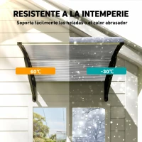 Outsunny Marquise para Portas e Janelas 103x96,5 cm com Painéis de Policarbonato e Régua de Alumínio, Transparente(m-6)
