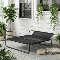 PawHut Hundebett, erhöhte Bauweise, Mesh-Bezug, Stahlrahmen, 29 x 91 x 69 cm, Schwarz(m-8)