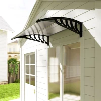 Outsunny Tettoia da Esterno in Policarbonato per Porte e Finestre, 103x96.5x27cm, Trasparente(m-9)