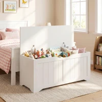 HOMCOM Banco Baúl con Apertura Abatible 80 Cm Blanco(m-6)