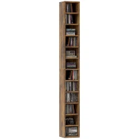 HOMCOM Rangements pour CD et DVD avec 12 compartiments, capacité max. 204 CD, 21 x 20 x 175 cm, brun rustique(m-11)