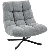 HOMCOM Fauteuil salon sans accoudoirs, chaise pivotante en tissu chenille imperméable, assise large, 75 x 95 x 90 cm, gris(m-1)
