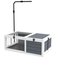PawHut Maison enclos cage pour petit animal tortue avec 2 espaces support de lampe réglable 81 x 48 x 31,5 cm gris(m-12)