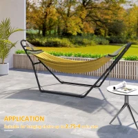 Outsunny 9ft Hammock Stand Adjustable Hammock Frame with Non-Slip Feet for Indoor Outdoor, 150 kg Capacity, Black(m-6)