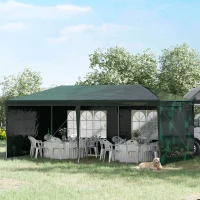 Outsunny Tenda para Festas com 4 Paredes Laterais 2 Janelas e Estrutura de Aço 585x295x255 cm Verde(m-11)