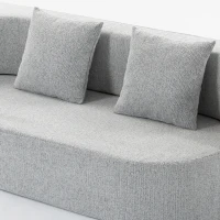 HOMCOM 2 en 1 Sofá Cama 2 Plazas con 2 Cojines Desenfundables Reposabrazos Asiento Acolchado en Chenilla Gris Claro(m-7)