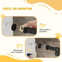 PawHut Barrera de Seguridad Ajustable con Puerta Pequeña Cierre Automático y Sistema de Doble Bloqueo 74-80x104,1 cm Negro(m-9)