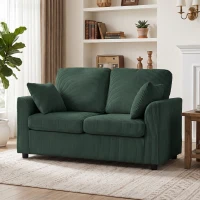 HOMCOM 2 Seater Sofa, Corduroy Small Couch with Spring Cushion, Wide and Deep Seat, Dark Green(m-9)