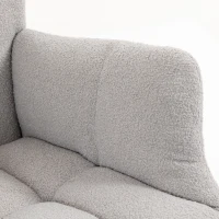HOMCOM Rocking Chair, Teddy Fleece Rocker Chair with Tufted Wingback, Side Pockets, Rubber Wood Legs, Light Grey(m-12)