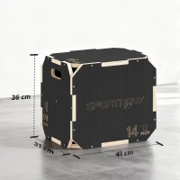SPORTNOW Non-Slip Plyo Box, Corner-free Wooden Jump Box, 31 x 36 x 41 cm(m-3)
