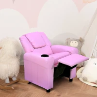 HOMCOM Kindersofa Kindersessel mit Fußstütze Armlehne Getränkehaltern verstellbare Rückenlehne Liegecouch Kindercouch Relaxsessel Kinder Sofa für 3-6 Jahre Jungen Mädchen Rosa(m-10)