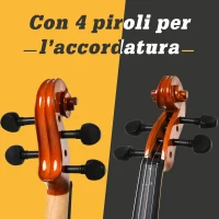 HOMCOM Violino 4/4 per Adulti con Accessori Inclusi (Custodia, Archetto, Corde, Ponticello, Accordatore) 58.5 x 21.5 x 7cm(m-5)