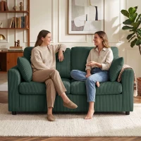 HOMCOM 2 Seater Sofa, Corduroy Small Couch with Spring Cushion, Wide and Deep Seat, Dark Green(m-7)
