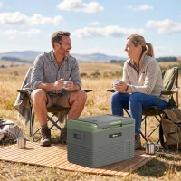 Outsunny 30L Portable Car Refrigerator - Light Green and Grey(m-8)