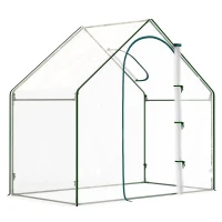 Outsunny Foliengewächshaus, begehbar, Dachfenster, aufrollbare Tür, rostfreier Metallrahmen, 180 x 100 x 168 cm, Transparent(m-1)