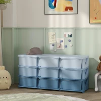 HOMCOM Aufbewahrungsbox für Kinder, Kinder-Aufbewahrungsbox, 9 Schubladen, Blau(m-10)