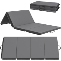 HOMCOM Tapis de gymnastique yoga pilates fitness pliable en 4 avec poignées revêtement synthétique 180 x 80 x 5 cm gris