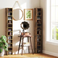HOMCOM Rangements pour CD et DVD avec 12 compartiments, capacité max. 204 CD, 21 x 20 x 175 cm, brun rustique(m-7)