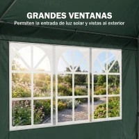 Outsunny Carpa de Jardín 6x3m con 4 Paredes Laterales y 2 Ventanas Visibles Cenador Gazebo de Exterior para Fiestas Eventos Verde(m-5)