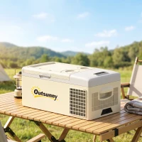 Outsunny 16L Portable Car Fridge, -20℃ to 10℃ Adjustable Temperature - Khaki/Grey(m-9)