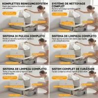 PawHut Litieră Acoperită 3 în 1 pentru Pisici, 68 L, cu Capac, Tavă Detașabilă din Oțel Inoxidabil, Lopățică, Alb și Gri(m-7)