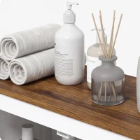 HOMCOM Meuble de salle de bain, meuble de rangement étroit avec 4 portes de grange et étagères réglables, blanc(m-13)