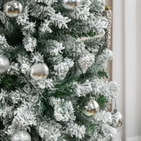 HOMCOM Brad de Crăciun Îngust 270 cm Brad Nins cu 1014 Ramuri și Suport Metalic pentru Living Verde și Alb(m-5)