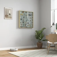HOMCOM Vitrine pour collection vitrine murale 80 x 9,5 x 83 cm 6 étagères réglables en hauteur 2 portes coulissantes en verre(m-11)