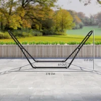Outsunny 9ft Hammock Stand Adjustable Hammock Frame with Non-Slip Feet for Indoor Outdoor, 150 kg Capacity, Black(m-3)
