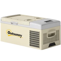 Outsunny 16L Portable Car Fridge, -20℃ to 10℃ Adjustable Temperature - Khaki/Grey(m-1)
