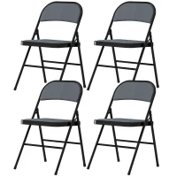 HOMCOM Lot de 4 chaises pliantes chaises de salle à manger portables cadre en acier 45 x 46 x 78 cm gris(m-12)