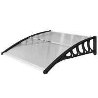 Outsunny Marquise para Portas e Janelas 103x96,5 cm com Painéis de Policarbonato e Régua de Alumínio, Transparente(m-11)