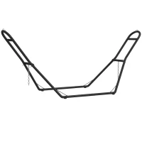 Outsunny 9ft Hammock Stand Adjustable Hammock Frame with Non-Slip Feet for Indoor Outdoor, 150 kg Capacity, Black(m-1)