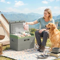 Outsunny 30L Portable Car Refrigerator - Light Green and Grey(m-2)