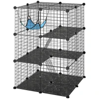 PawHut Gabbia per Gatti Recinto Personalizzabile 3 Livelli, 105cm, Nero(m-11)