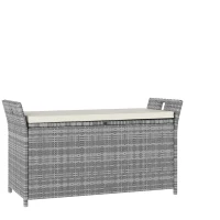 Outsunny Banc coffre de rangement extérieur en résine tressée 250L avec coussin amovible, pour jardin, balcon, blanc(m-1)