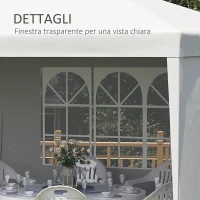 Outsunny Tendone da Giardino Pieghevole per Feste ed Eventi con Pannelli Rimovibili, 5.83x2.95 m, Bianco(m-7)
