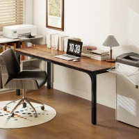 HOMCOM Schreibtisch, Computertisch, rustikales Design, viel Platz, Spanplatte, Braun(m-10)