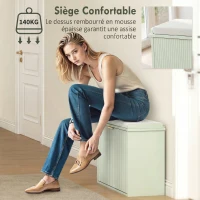 HOMCOM Banc à chaussures avec coussin d'assise rembourré et tiroir rabattable pour couloir, chambre, 80 x 26 x 47,5 cm, vert(m-7)