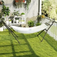 Outsunny 9ft Hammock Stand Adjustable Hammock Frame with Non-Slip Feet for Indoor Outdoor, 150 kg Capacity, Black(m-2)