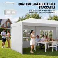 Outsunny Tendone da Giardino Pieghevole per Feste ed Eventi con Pannelli Rimovibili, 5.83x2.95 m, Bianco(m-4)