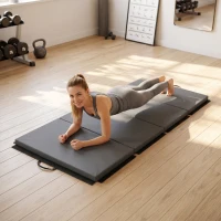 HOMCOM Saltea de Gimnastică Pliabilă, Saltea Fitness Groasă de 5 cm și Antiderapantă, 180x80x5 cm, Gri(m-2)