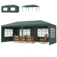 Outsunny 6x3 m Party Tent Gazebo Marquee Outdoor Patio Canopy Shelter with Windows and Side Panels, Green(m-10)