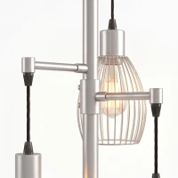 HOMCOM 170.5cm Industrial Dimmable Standing Lamp, 3-Light Floor Lamp with Steel Wire Cage Lampshades, Silver Tone(m-12)