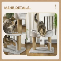 PawHut Kratzbaum, 42 cm kleiner Katzenbaum mit Jute-Kratzpfosten, Plattform, Grau(m-5)
