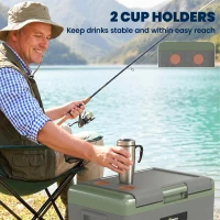 Outsunny 50L Portable Car Refrigerator - Light Green and Grey(m-7)